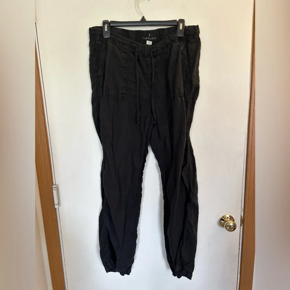 Caslon 100 % linen black pull on pants